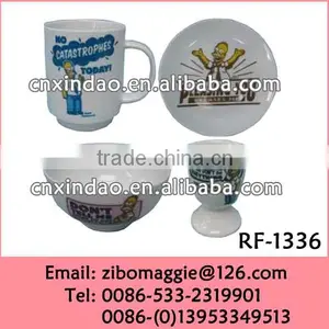 Wholesale 4pcs Round Shape Porcelain Kid Breakfast Set thumbnail-5