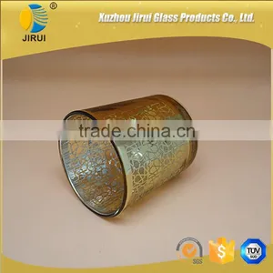Gold Glass Candle Holder With Unique Pattern thumbnail-3