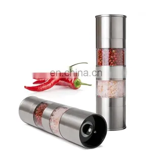 Stainless Steel With Adjustable Ceramic Grinding Mechanism Clear Acrylic Body Salt And Pepper Grinder thumbnail-1