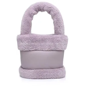 Autumn and Winter Plush Bucket Bag Cute Handbag for Girls thumbnail-4