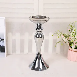 Luxury Silver Metal Flower Vase Set Candles Holder for Table Wedding Dinning and Party thumbnail-5