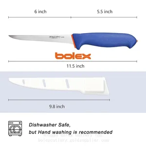Boning Knife, Flexible Straight Blade Processing Knife, Hunting Camping Knife，Super Sharp Fillet Knife, German Stainless Steel Chef Knife Softgrip, Prep Chicken & Fish With Ease thumbnail-4