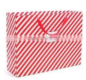 Super Size Red and White Strip Paper Shopping Bags thumbnail-1