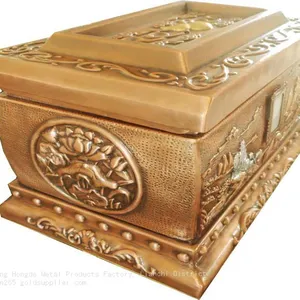 Ufacturer Supplies Pure Copper Urn (golden Caskets) Hand-carved. thumbnail-3