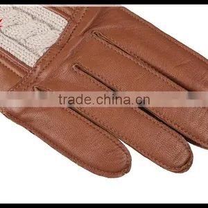 2016 Hot Selling Womens Genuine Leather Gloves With Creamy-white Knitted Wrist thumbnail-2