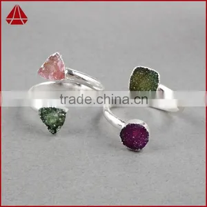 Druzy Wrapped Stone Ring in Sterling Silver Gems Ring Silver Rings With Cheap Price thumbnail-5