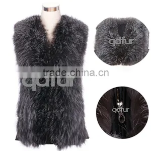 QD30530 Factory Wholesale Fashion Simple Silver Fox Fur Vest For Women 2016 thumbnail-1