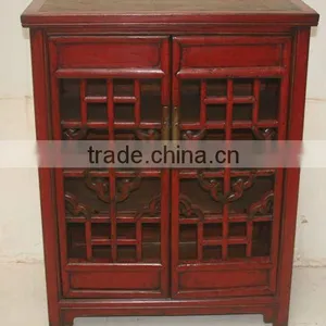 Chinese Antique Red Two Door Cabinet thumbnail-1