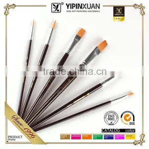 Free Sample 6pcs Nylon Hair Wood Handle Watercolor Artist Brush Set Gouache Brush Set Wholesale thumbnail-1