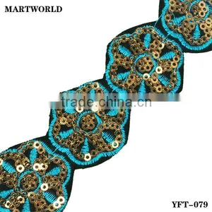 Best Selling Fashionable Sequined Embroidery Trim (YFT-079) thumbnail-1