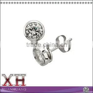 Sterling Silver One Stone Round Forever Brilliant Moissanite Stud Earrings thumbnail-1