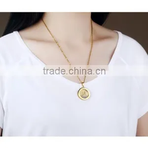 316L Stainless Steel Good Quality Cubic Zircon 24k Gold Pendant thumbnail-6