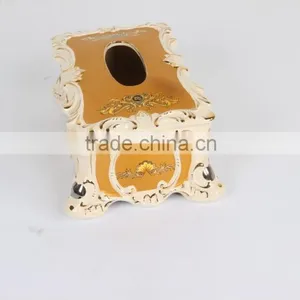 2016 High Quality Ceramic Tissue Paper Box With Gold Painted Tissue Box Design thumbnail-2