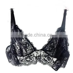 Floral Lace Bra Lacy Bralette Wavy Hem Scalloped Bralette Spaghetti Lined un Padded Sheer Bralette thumbnail-3