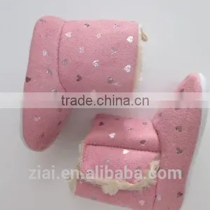 Lovely Baby Girl Boots Cute Print Snow Footwear Suede Leather Baby Fur Winter Shoes thumbnail-1