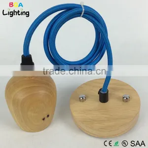 E27 & E26 Socket Wood Hanging Light,wood Pendant Lamp With Braided Wire Quality Choice thumbnail-1