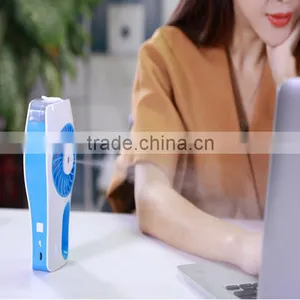 New USB Portable Handheld Mini Personal Facial Air Water 2 in 1 Adjustable Ultrasonic Air Humidifier + Cooling Fan thumbnail-2