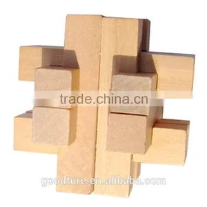 2015 Hot Sale Wooden IQ Intelligent Puzzle Kongming Lock Brain Teaser Cage To Take Treasure thumbnail-1