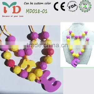 2015 Latest China Silicone Beaded Necklaces Baby Chew Statement Beaded Necklace thumbnail-5