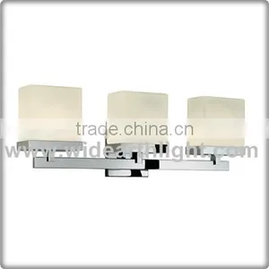 UL CUL Listed 3 Light Chrome Hotel Bathroom Wall Sconce With Glass Shade W40269 thumbnail-1