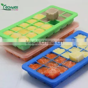 21pcs Silicone Ice Cube Silicone Baby Food Freezer Tray With Clip-on Lid thumbnail-1