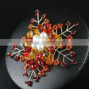 Natural Freshwater Pearl Crystal Handmade Brooch thumbnail-2