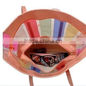 Fashion and Rainbow Transparent PVC Summer Beach Bag for Wholesale thumbnail-6
