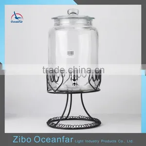 Wholesale Clear Glass Dispenser Decanter High Quality Glass Jar With Tap thumbnail-1
