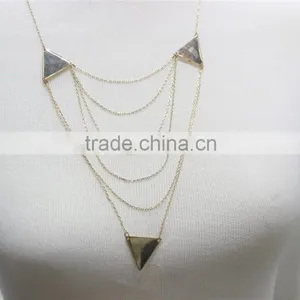 Triangle Layered Necklace Gold Smooth Surface Metal Necklace 2016 Fashion Style Wholesale thumbnail-2