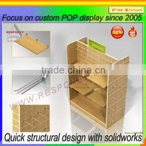 Custom Double Side Floor Slatwall Retail Store Display/wood Cloth Display Rack/wood Display Stand thumbnail-1
