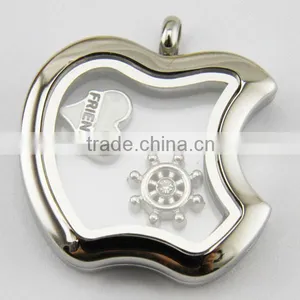 Open Magnet Memory Apple Locket Necklace thumbnail-1