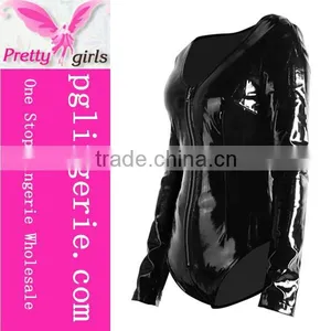 Faux Lingerie One Piece Jumpsuit Cat Woman Leather Pvc Catsuit Costume thumbnail-3