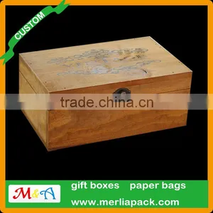 DIY Crafts Wood Chest Box Hinged Metal Clasp Rectangle Memorable Box thumbnail-1