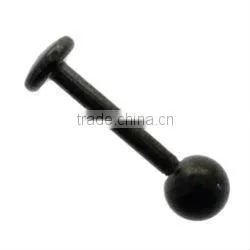 Black Plated Acrylic Labret Stud Lip Rings Piercing Body Jewelry thumbnail-1