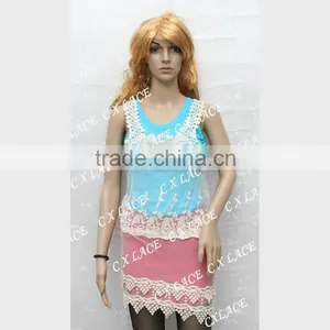 Fancy Embroidery Voile African Lace Handmade and Crochet Fabric Kurta Tops thumbnail-1
