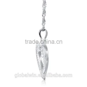 Custom Fashion Vietnam Silver Jewelry Diamond Heart Pendant Necklace thumbnail-2