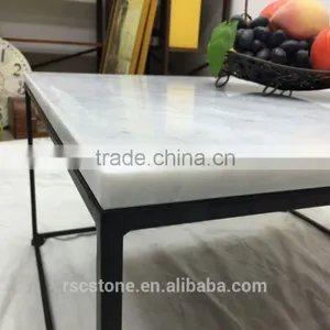 Cheap Modern Carrara White Marble Top Black Steel Coffee Table thumbnail-3