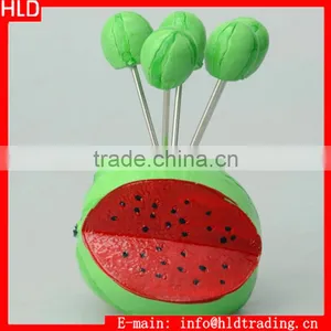 Factory Wholesale Stainless Steel Watermelon Shaped Fruit Forks With Holder thumbnail-1