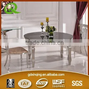 TH379 2015 Modern Design Stainless Steel Base Round Glass Top Dining Table thumbnail-4