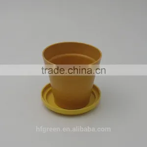Eco-friendly Biodegradable Bamboo Fiber Flowerpot/planter/container With Tray thumbnail-1