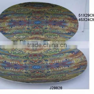 Oval Aluminium Bowl With Enamel and Floral Patterns Also Available in Food Safe Enamel and Metal thumbnail-1