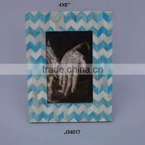 Bone Mosaic Blue Chevron Photo Frame Available in All Photo Sizes thumbnail-1