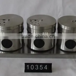6 Pieces Mat Shinning Stainless Steel Coated Empty Spice Jars With Stand thumbnail-2
