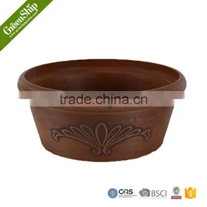 Antique Round Hand Carved Plastic Flower Pot thumbnail-4