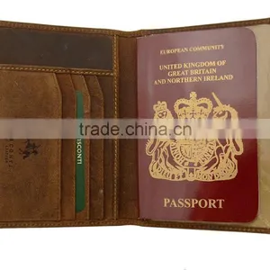 100% Soft Leather RFID Blocking Distressed Leather Passport Cover / Holder Wallet Case thumbnail-1