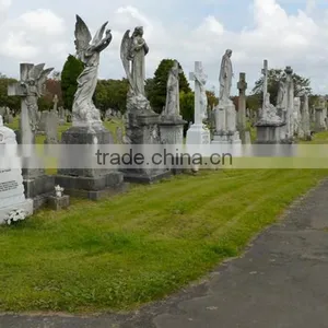 Outdoor Decoration Marble Life Size Stone Angel Statues for Cemetery thumbnail-3