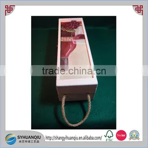 Single Wine Bottle Unfinished Plain Natural Hinged Wood Box With Swing Arm Latch thumbnail-1