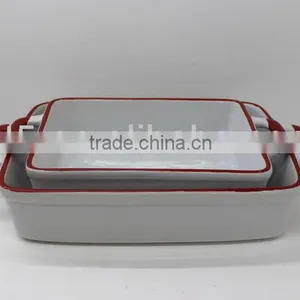 Large Rectangle Tableware Bakeware With Red Rim thumbnail-1