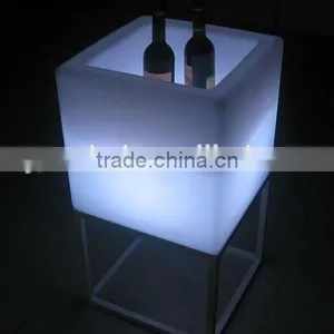 Plastic PE Rectangle Night Club Bar Glowing Led Cube Shaped Ice Bucket thumbnail-2