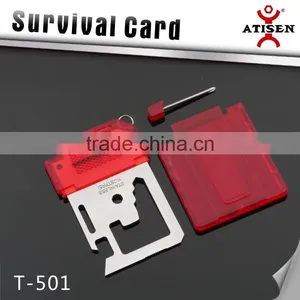 Red Stainless Multi Function Survival Card,pocket Outdoor Tool thumbnail-1
